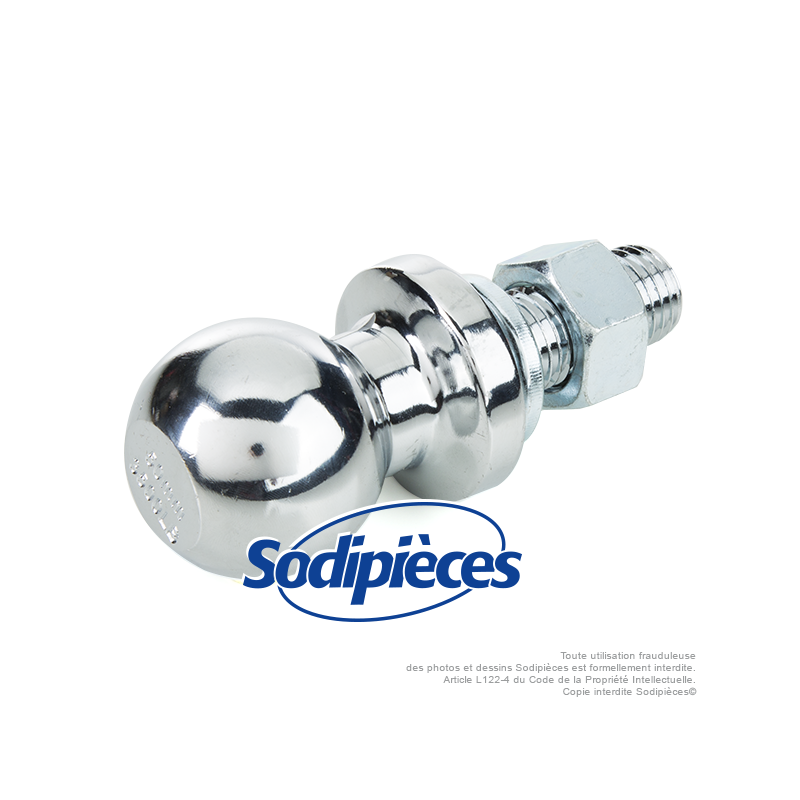 BOULE D\'ATTELAGE REMORQUE DROITE MÉTAL Ø 50 MM