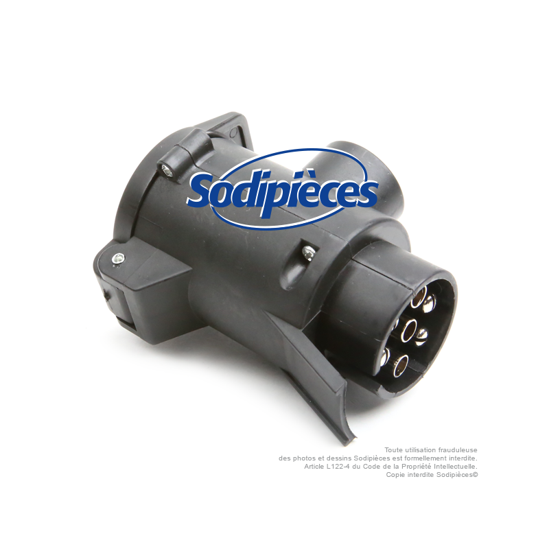 PRISE ADAPTATEUR LONG POUR REMORQUE 7 MÂLES / 13 FEMELLES 12 V