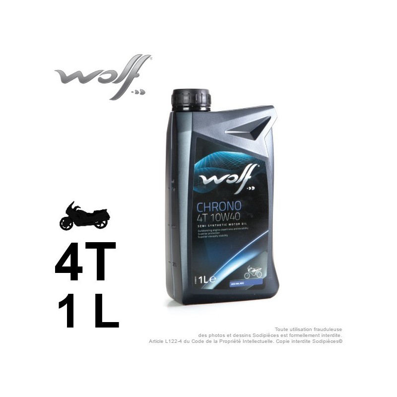 HUILE 2 ROUES. WOLF CHRONO 4TEMPS 10W40. 1 LITRE