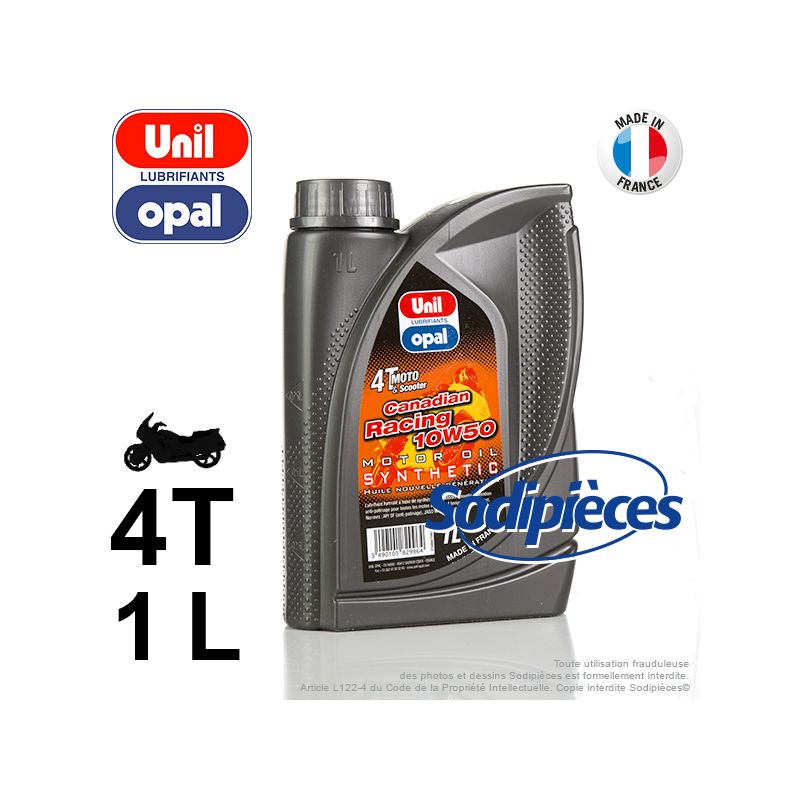 HUILE SYNTHÉTIQUE 4 TEMPS CANADIAN RACING 10W50 UNIL OPAL. 1 LITRE