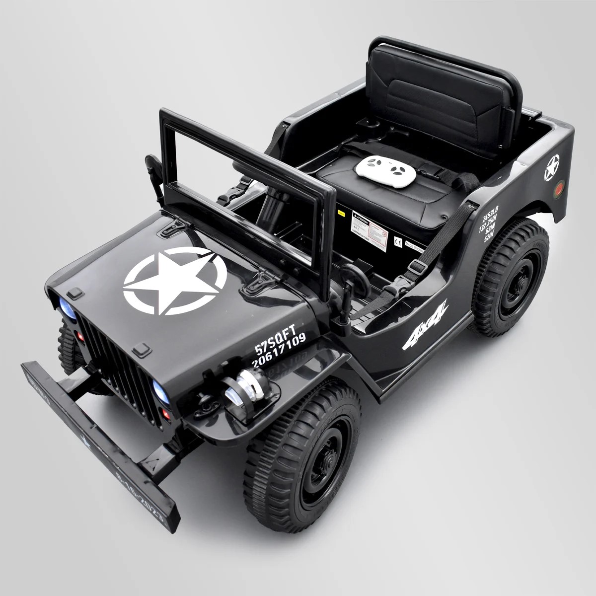 VOITURE ENFANT ÉLECTRIQUE JEEP WILLYS 1 PLACE NOIR 8 sur 15