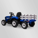 TRACTEUR ÉLECTRIQUE ENFANT AVEC REMORQUE BLEU 4 sur 8