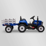 TRACTEUR ÉLECTRIQUE ENFANT AVEC REMORQUE BLEU 7 sur 8