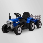 TRACTEUR ÉLECTRIQUE ENFANT AVEC REMORQUE BLEU 2 sur 8