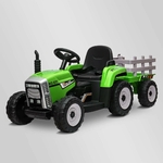 TRACTEUR ÉLECTRIQUE ENFANT AVEC REMORQUE VERT 2 sur 8