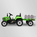 TRACTEUR ÉLECTRIQUE ENFANT AVEC REMORQUE VERT 8 sur 8