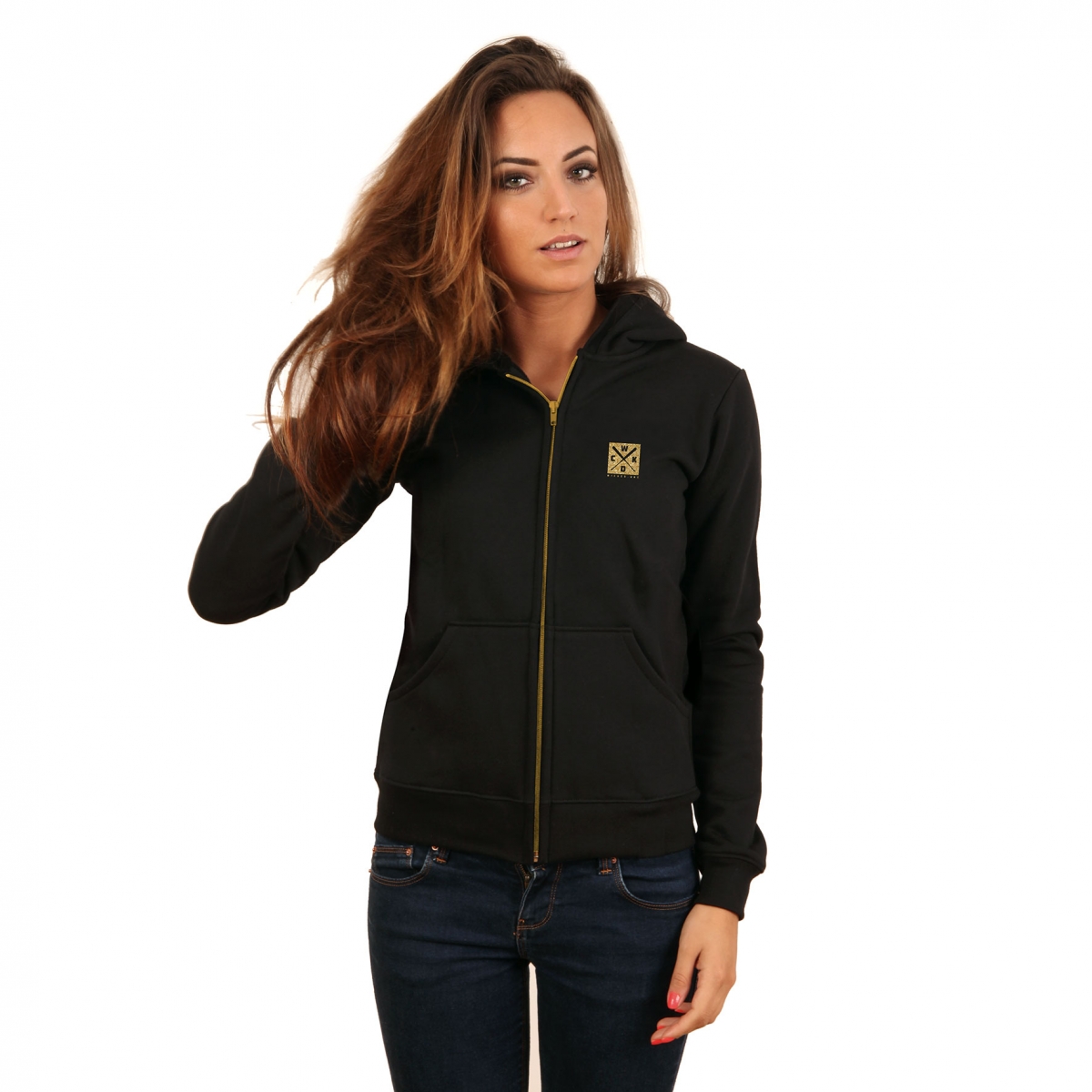 hoodie-femme-wicked-one-noir-gold