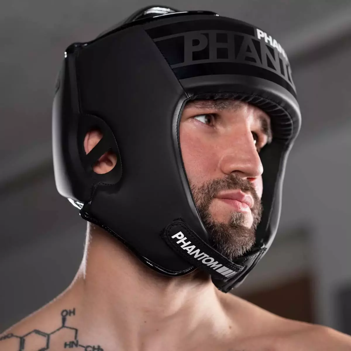 casque-de-boxe-phantom-open-face-noir