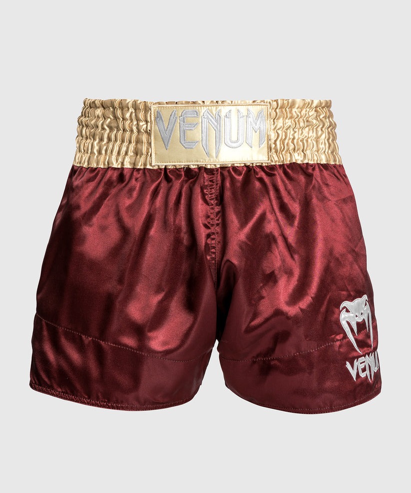 short-de-boxe-thai-venum-bordeau-or