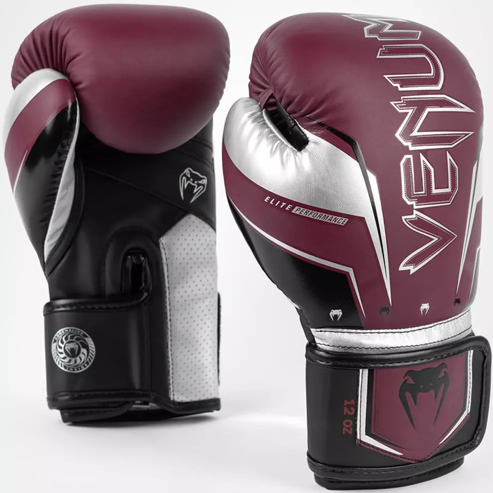 gant-boxe-venum-evo-bordeau-argent-rouge
