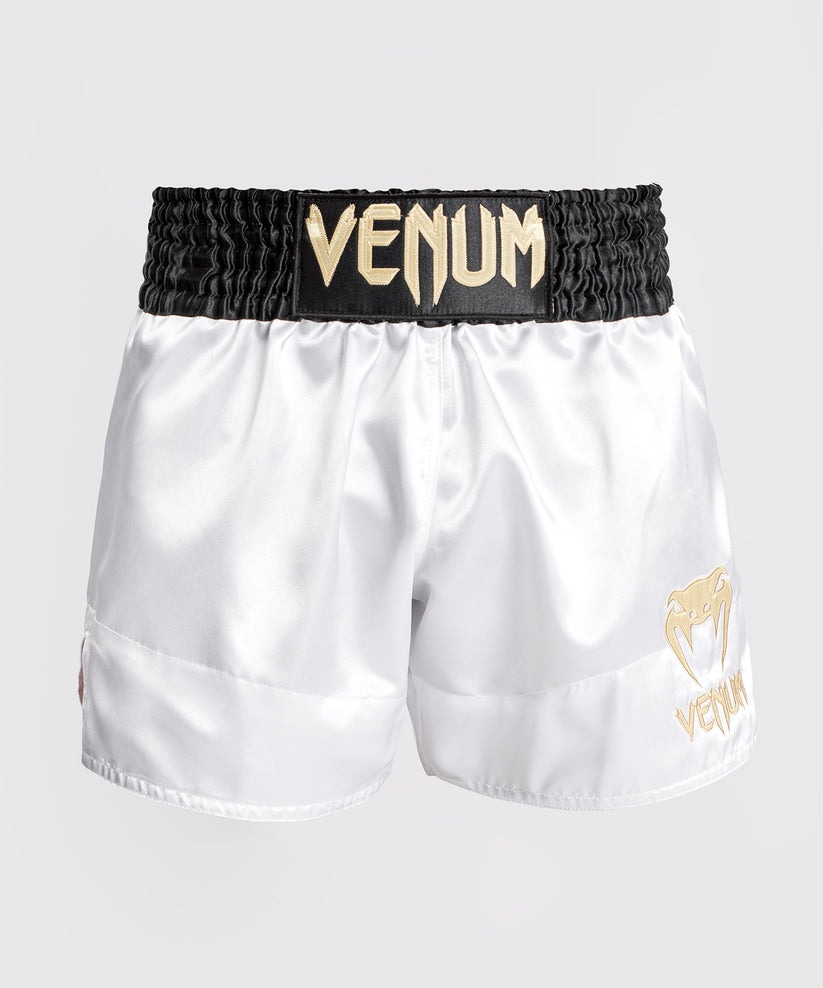 short-de-boxe-thai-venum-classic-noir-blanc-or