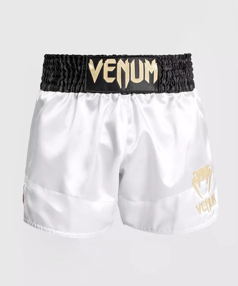 short-de-boxe-thai-venum-classic-noir-blanc-or