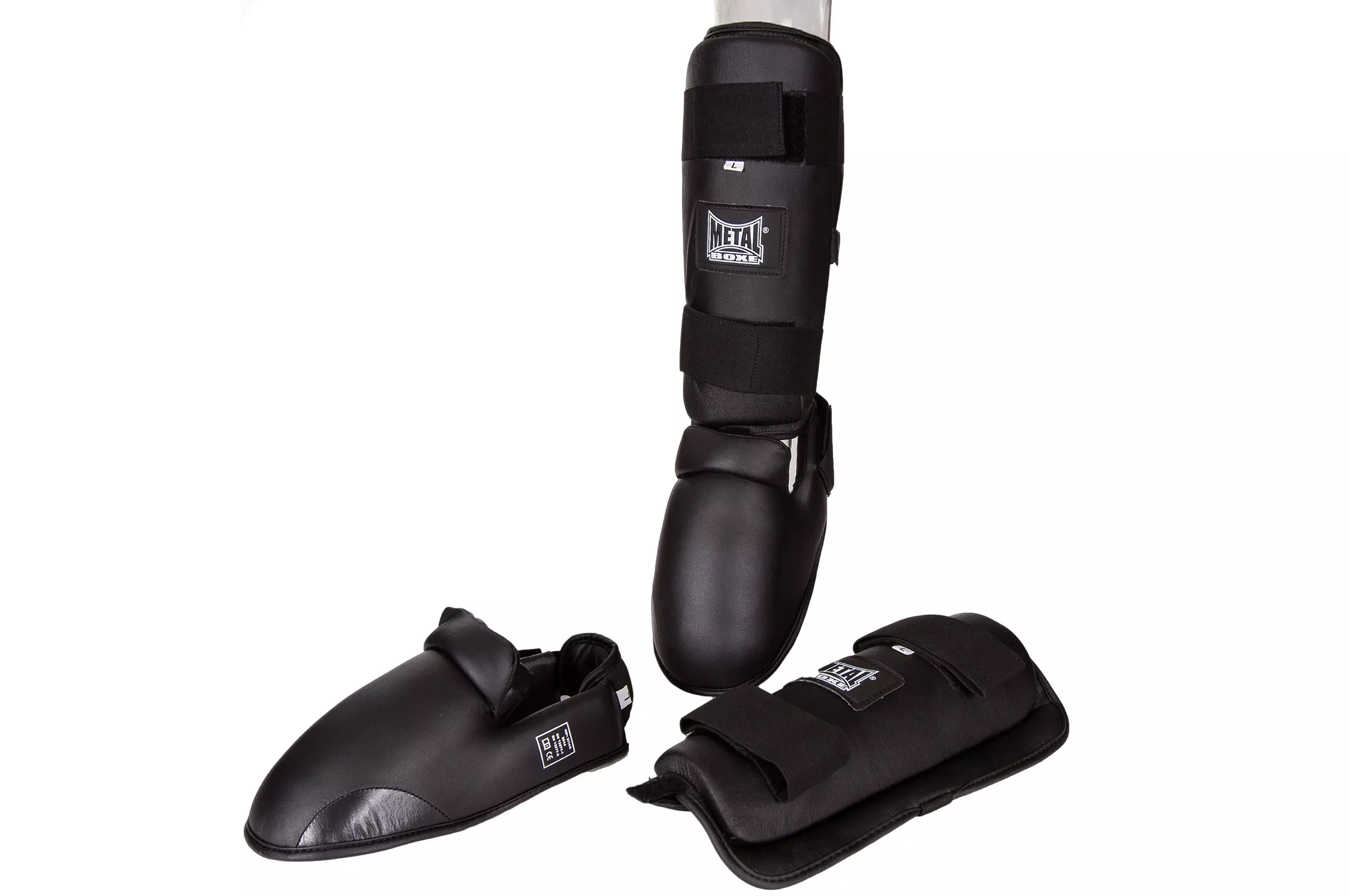 Metal boxing shin-foot protector