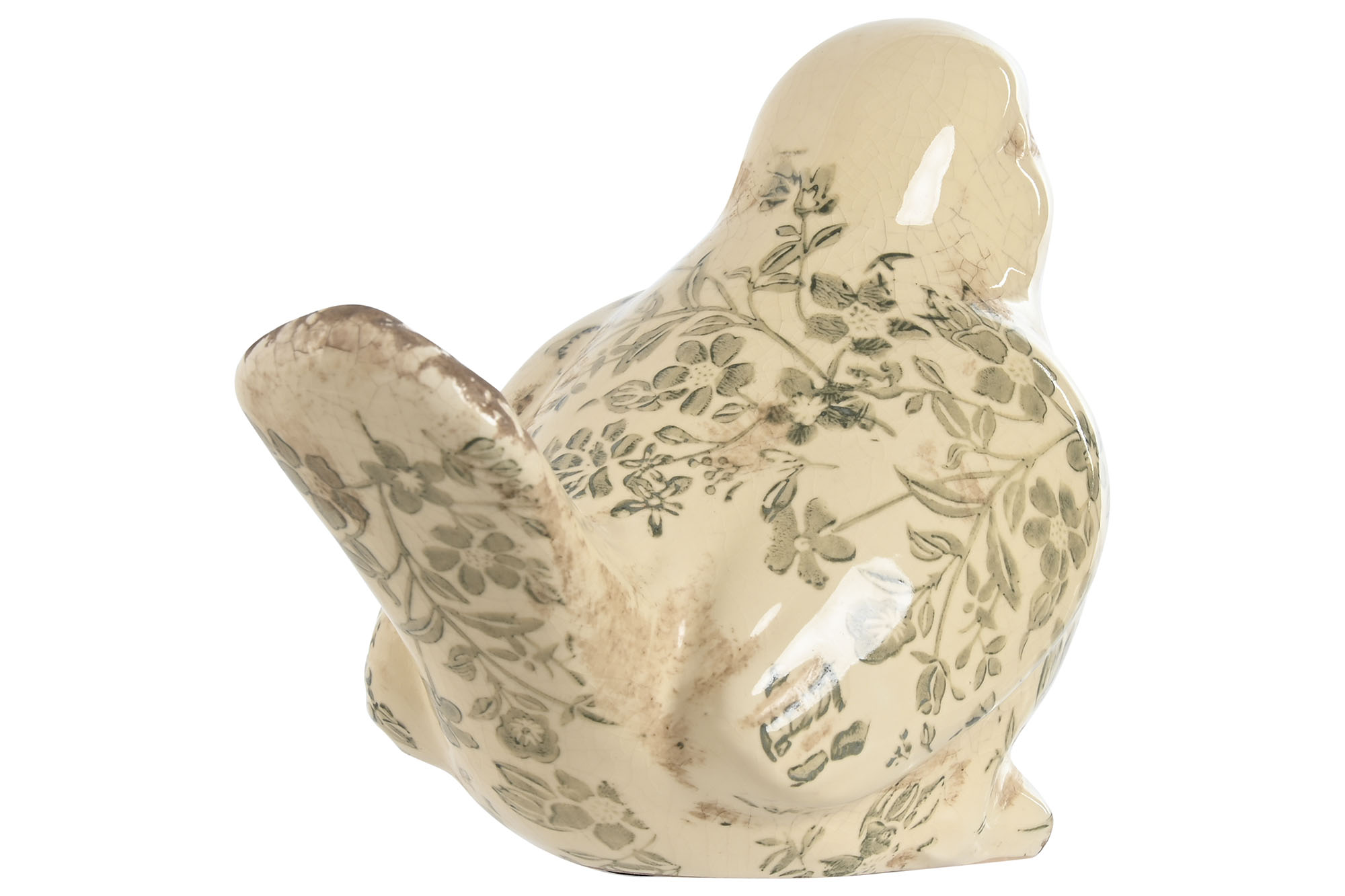 détail oiseau décoratif beige et vert