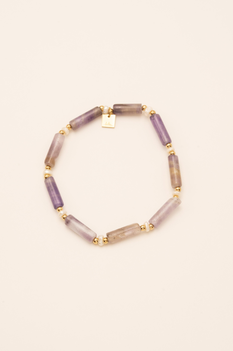 Bracelet Mila en pierres naturelles et perles d’eau douce violet Bella Cosa