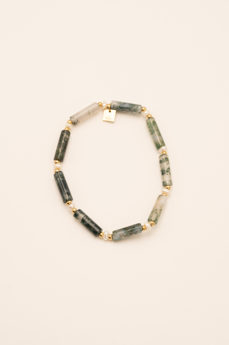 Bracelet Mila en pierres naturelles et perles d’eau douce vert Bella Cosa