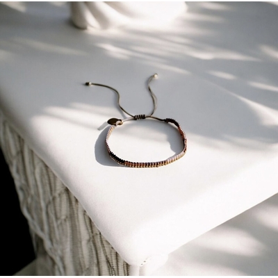 Bracelet tissé Isha brun et or style bohème chic Bella Cosa