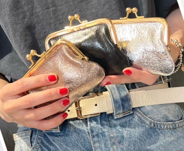 Porte-monnaie en cuir irisé cuivre Bella Cosa