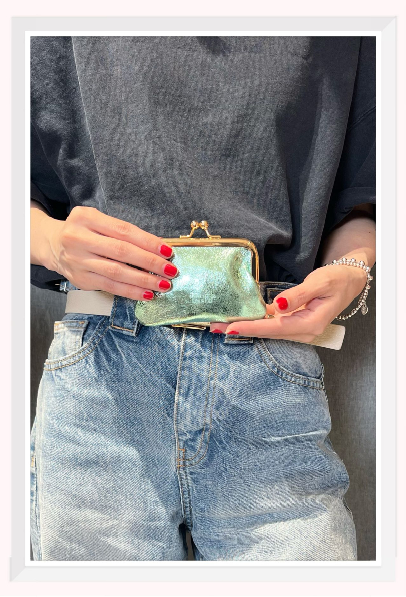 Porte-monnaie en cuir irisé cuivre Bella Cosa