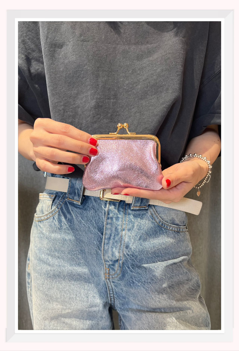 Porte-monnaie en cuir irisé cuivre Bella Cosa