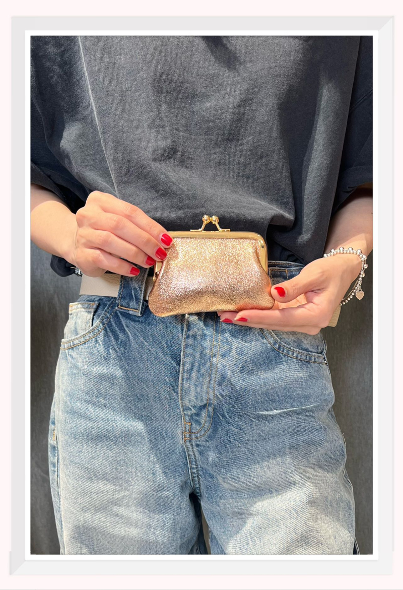 Porte-monnaie en cuir irisé cuivre Bella Cosa