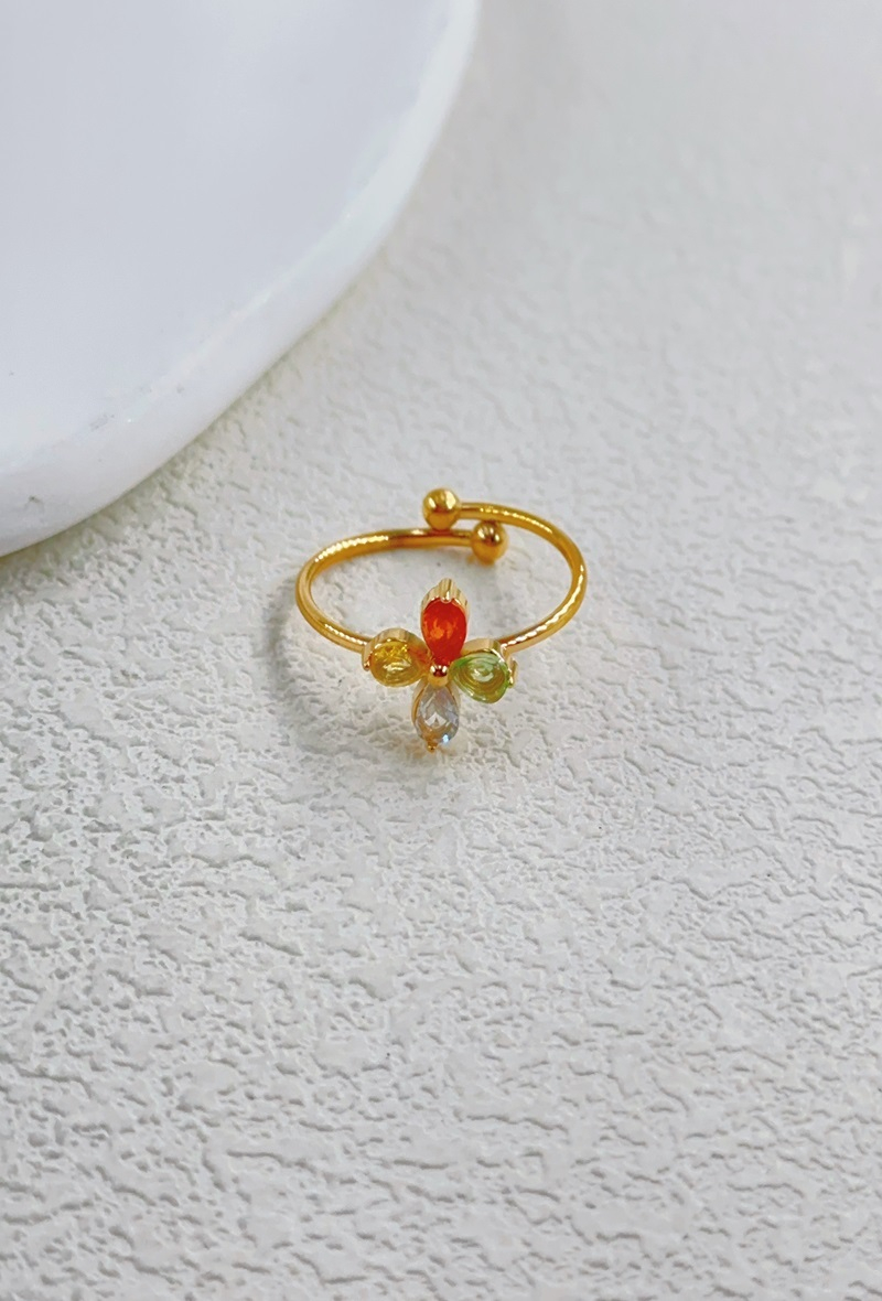 Bague Flower fleur ajustable en acier inoxydable Bella Cosa