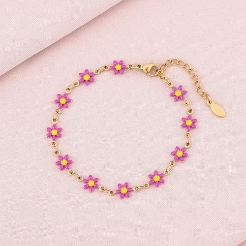 Bracelet dorée Marguerite fleuri en acier inoxydable Bella Cosa