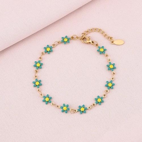 Bracelet dorée Marguerite fleuri en acier inoxydable Bella Cosa