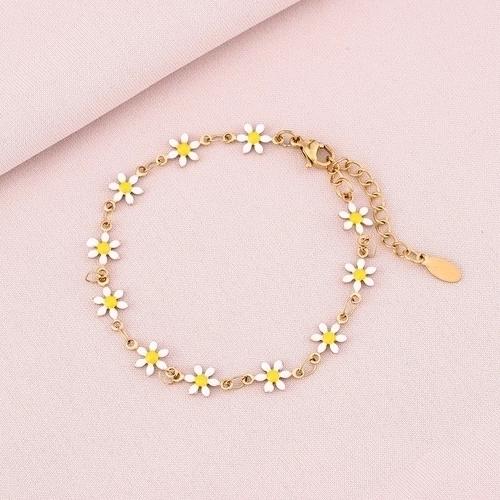 Bracelet dorée Marguerite fleuri en acier inoxydable Bella Cosa