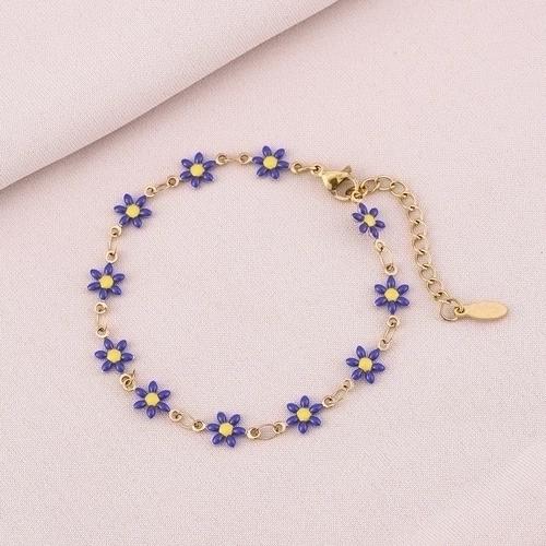 Bracelet dorée Marguerite fleuri en acier inoxydable Bella Cosa