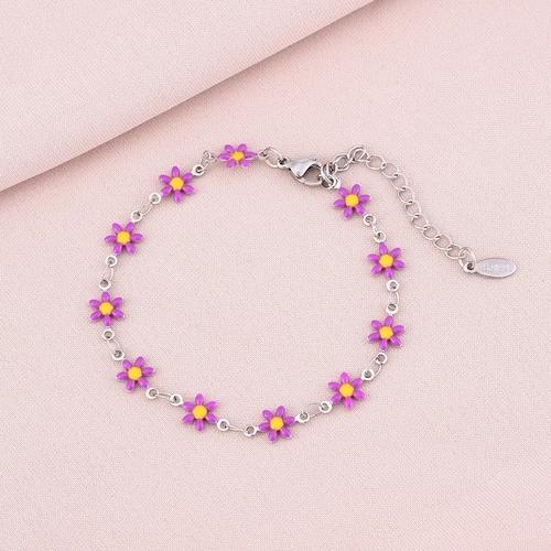 Bracelet Marguerite fleuri en acier inoxydable Bella Cosa