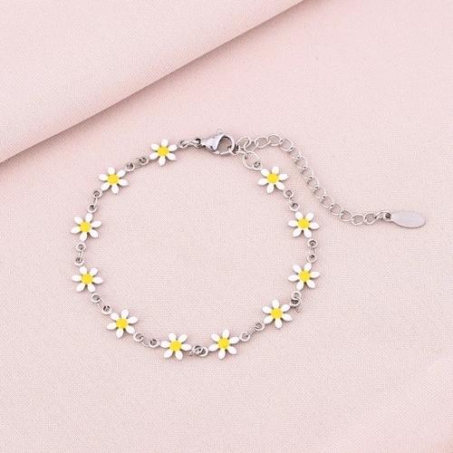Bracelet Marguerite fleuri en acier inoxydable Bella Cosa
