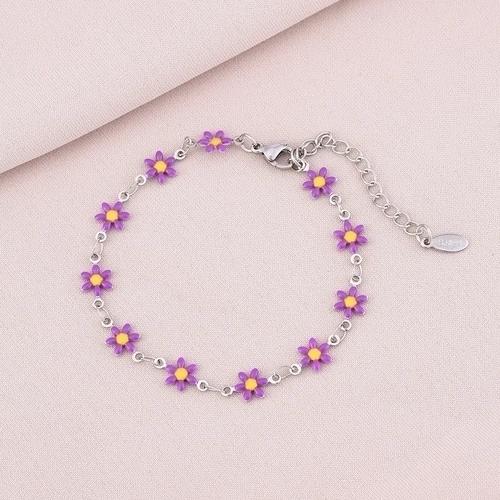 Bracelet Marguerite fleuri en acier inoxydable Bella Cosa