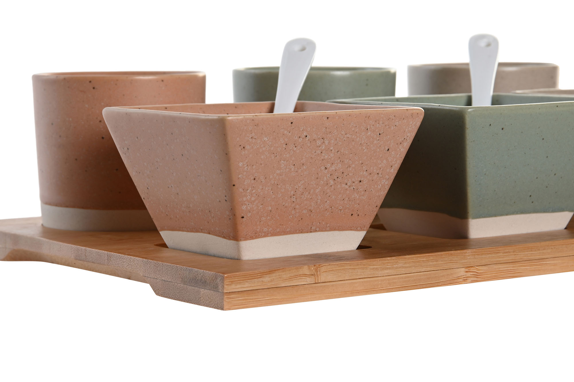 Plateau amuse-bouche 10 pièces en bambou et porcelaine