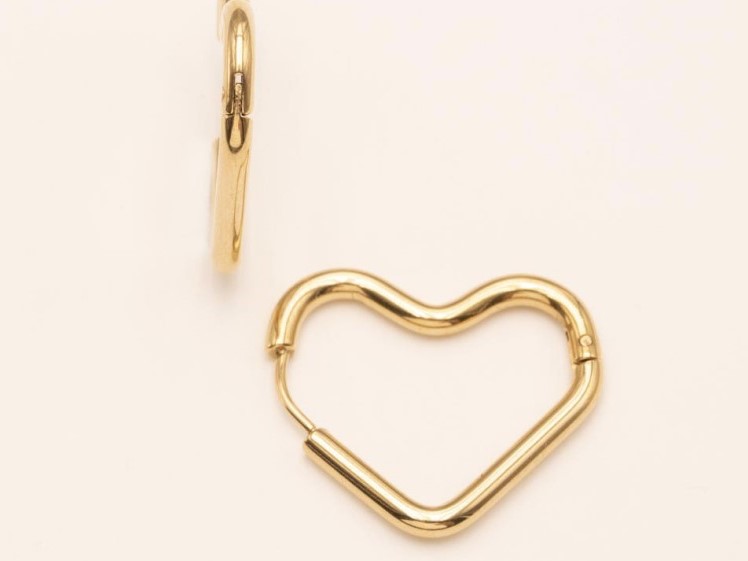 Boucles d’oreilles créoles dorées Prya en forme de cœur, bijou romantique en acier inoxydable
