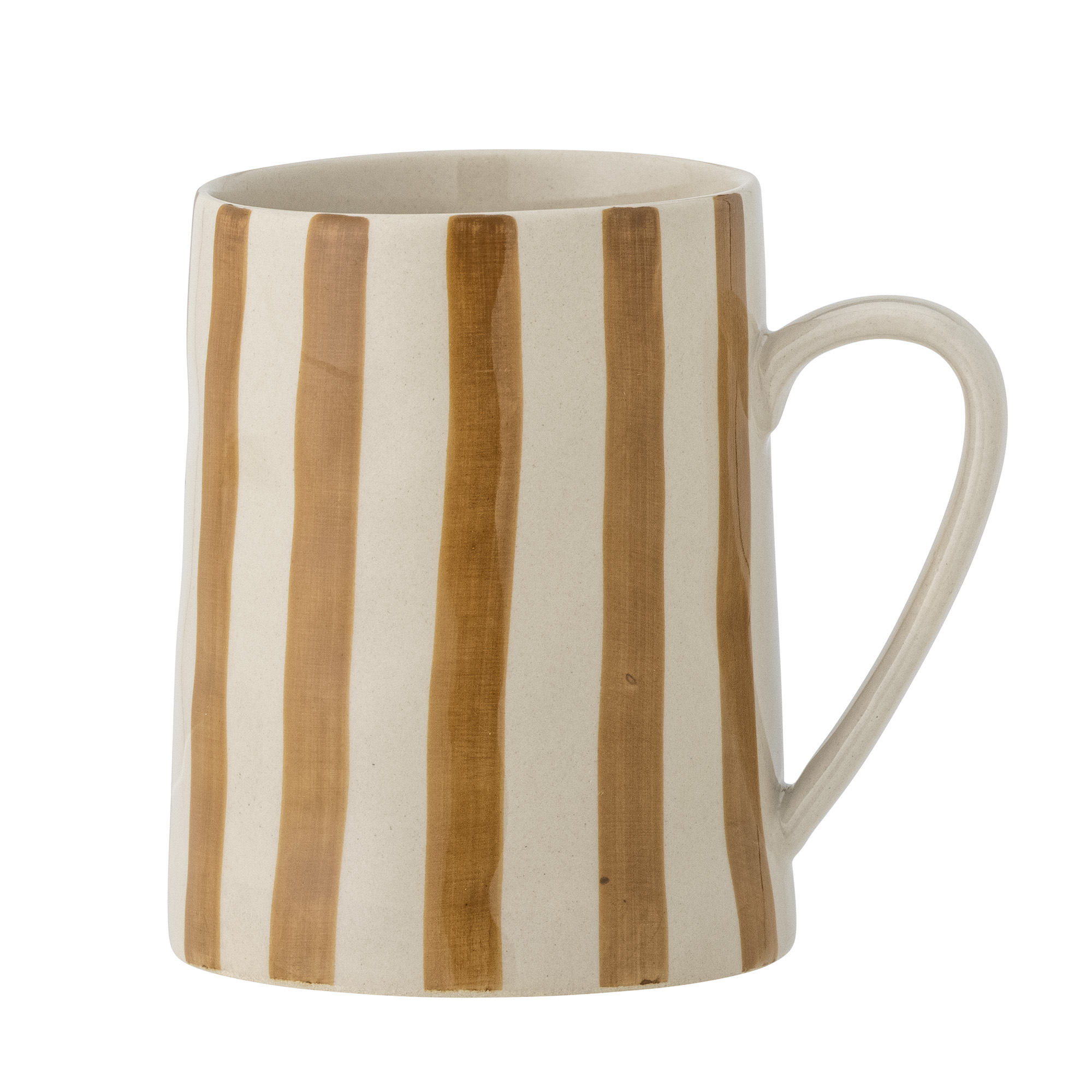 Mug Mani en grès peint à la main avec rayures artisanales et teinte marron