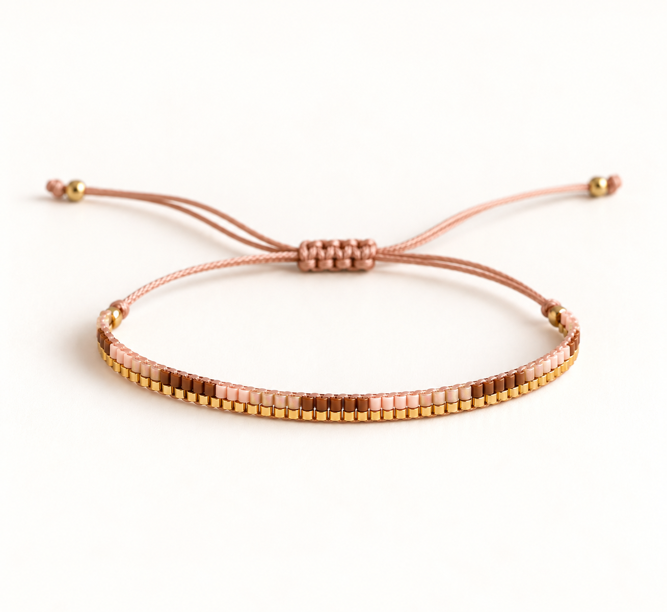 bracelet-isha-perles-miyuki-rose-brun-dore