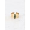 Bague Judith dorée avec maille texturée et pierre naturelle rectangulaire, bijou ajustable chic et tendance