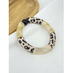 Bracelet Graou en résine acrylique motif léopard couleur beige