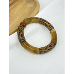 Bracelet Graou en résine acrylique motif léopard couleur taupe