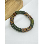 Bracelet Graou en résine acrylique motif léopard couleur vert
