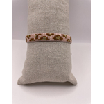 Bracelet Nala imprimé léopard chic ajustable nœud coulissant rose cognac doré Bella Cosa