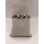 Bracelet Jaya motif léopard blanc noir doré bohème noeud coulissantchic Bella Cosa