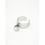 Bague June ajustable avec pampille nacrée en acier inoxydable Bella Cosa