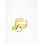 Bague June ajustable avec pampille nacrée en acier inoxydable Bella Cosa