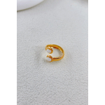 Bague Ombeline dorée pierre noire ou blanche ajustable Bella Cosa