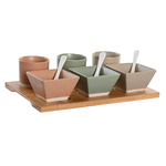 Plateau amuse-bouche 10 pièces en bambou et porcelaine
