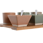 Plateau amuse-bouche 10 pièces en bambou et porcelaine