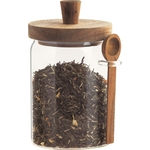 Pot en verre 850ml avec cuillère bois acacia – rangement cuisine pratique et déco