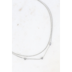 Collier multi-rangs argenté Pola, deux chaînes fines avec cœurs, bijou romantique en acier inoxydable